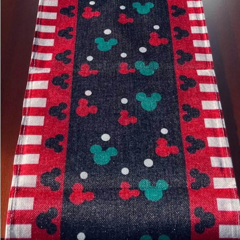 New Disney Mickey Mouse Holiday Christmas Table Runner, 13x108
